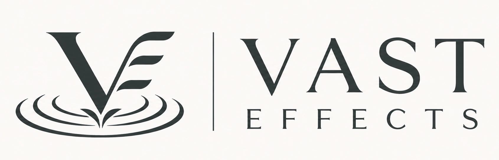 Vast Effects — sprout and ripple monogram beside the wordmark