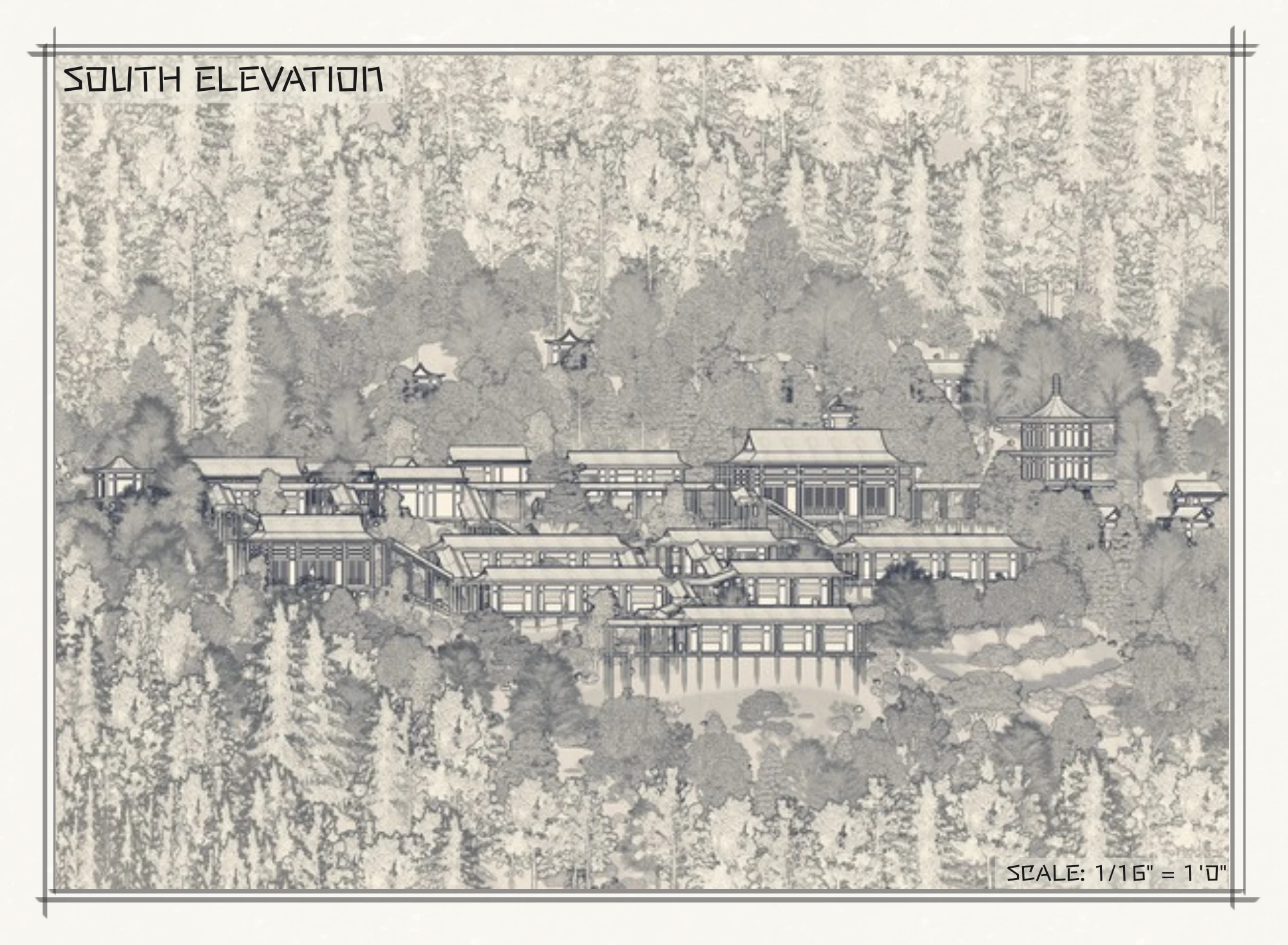 South elevation of the proposed monastery ensemble